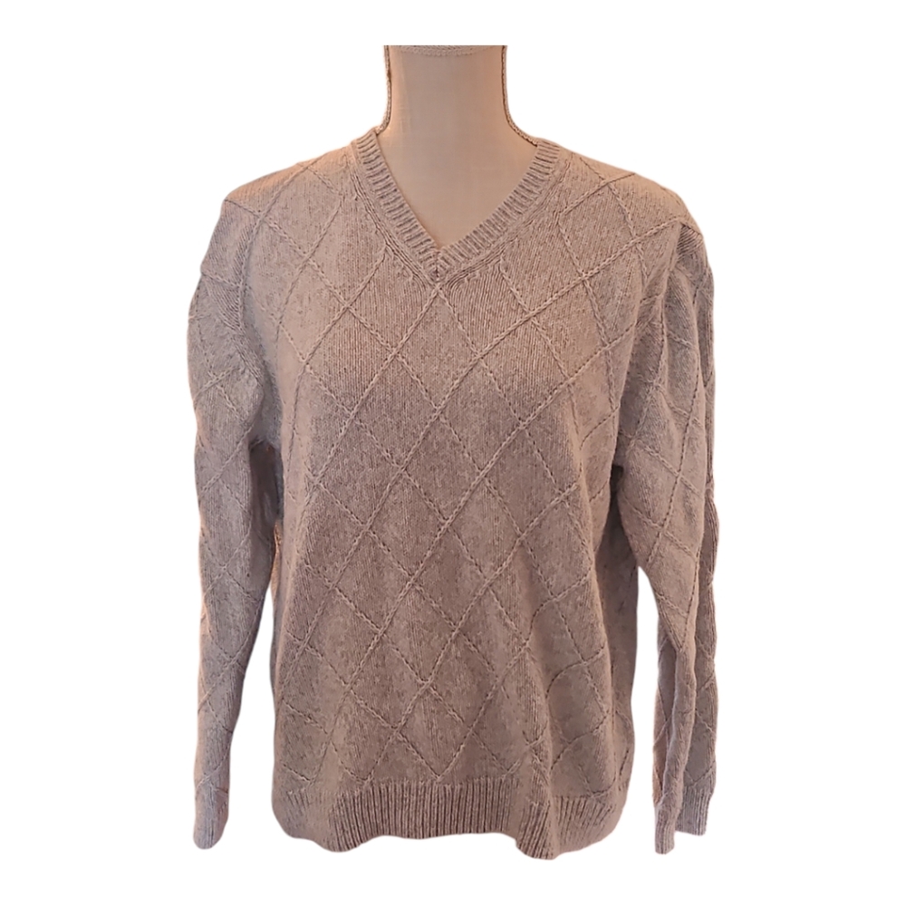Tasso Elba Diamond Knit V Neck Sweater
